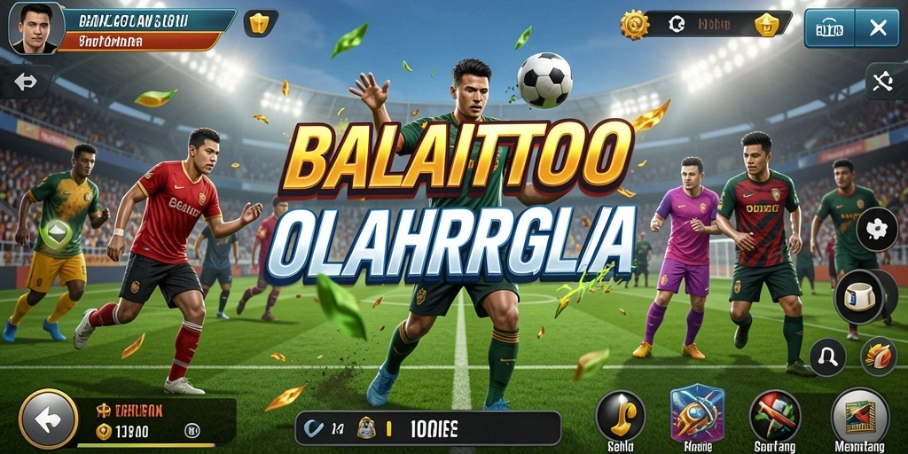 Tampilan layar utama BALAITOTO dengan aksi olahraga yang menarik.