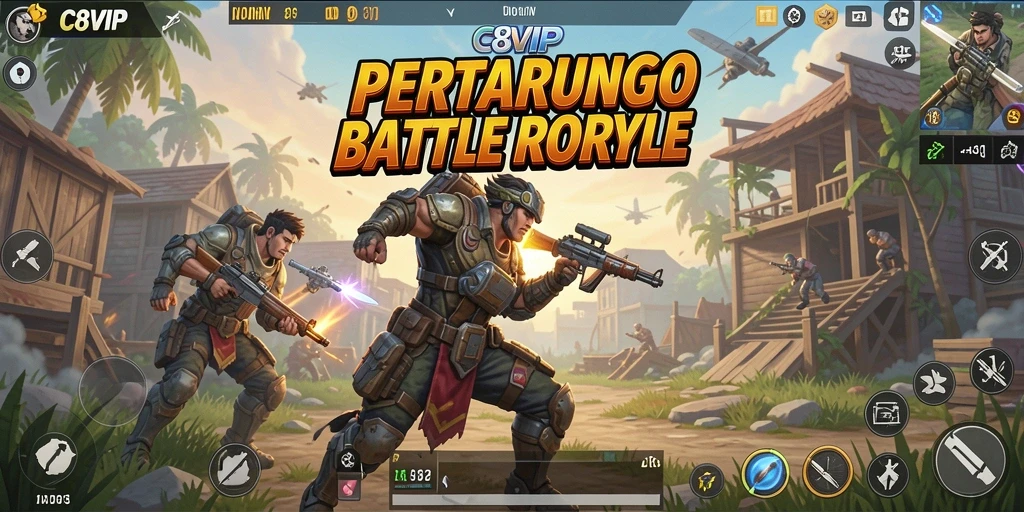 Gameplay seru C8VIP dalam pertarungan Battle Royale.