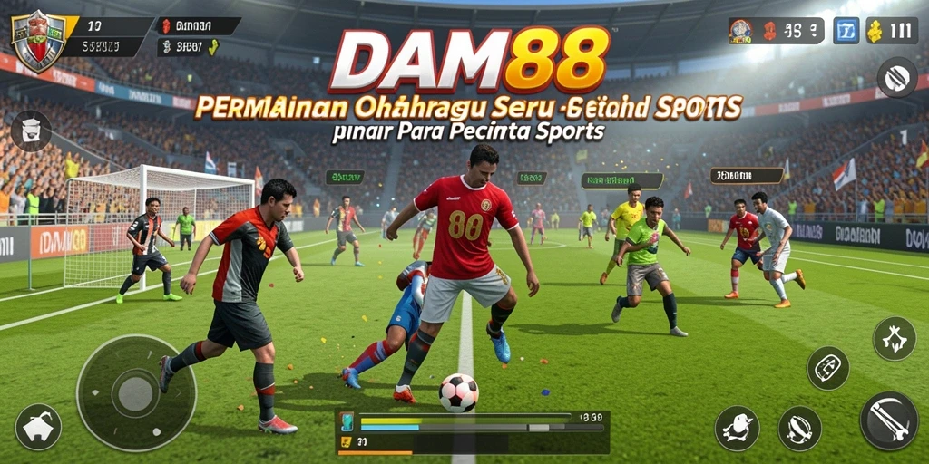 Screenshot utama DAM88 menampilkan aksi seru pertandingan olahraga.