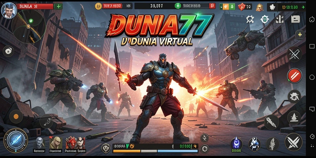 Screenshot gameplay DUNIA77 yang menunjukkan pertarungan seru.
