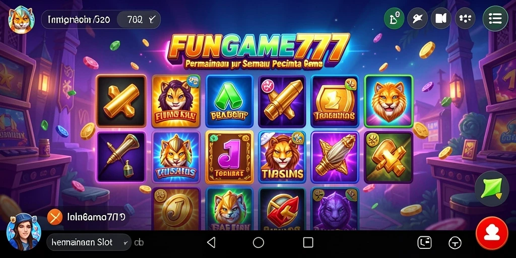 Tampilan gameplay FUNGAME777 dengan tema slot yang menarik.