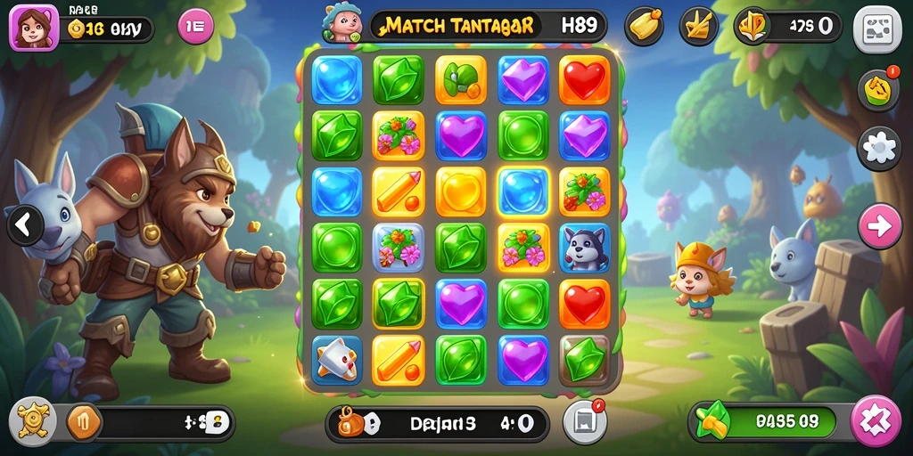 Screenshot H89 menampilkan aksi seru permainan Match-3.