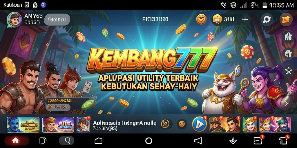 Screenshot KEMBANG777 menampilkan antarmuka aplikasi Utility yang intuitif.