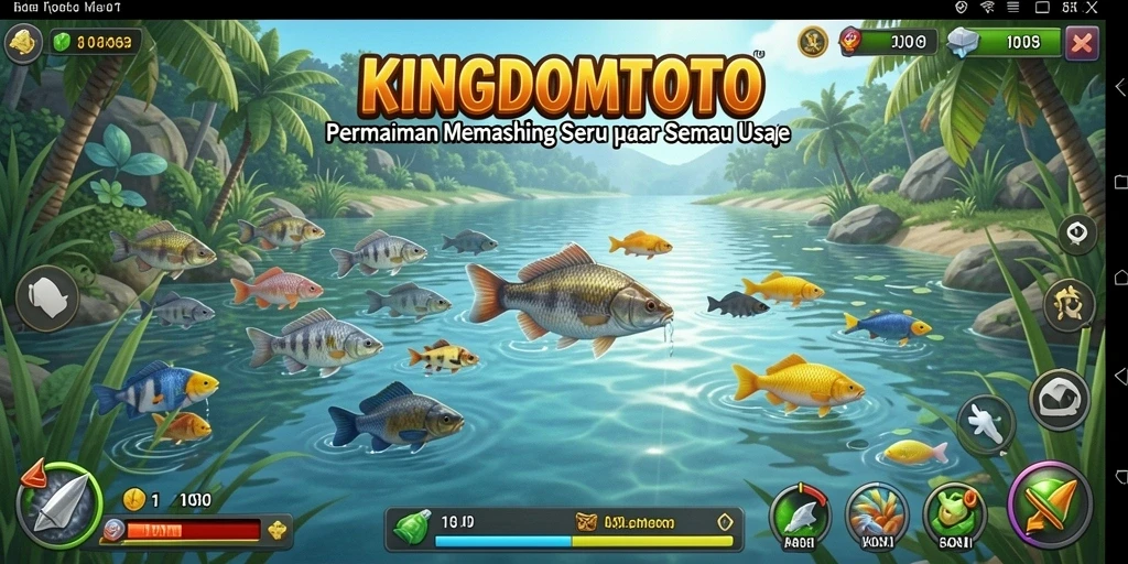 Screenshot gameplay KINGDOMTOTO yang menampilkan pengalaman memancing yang seru.