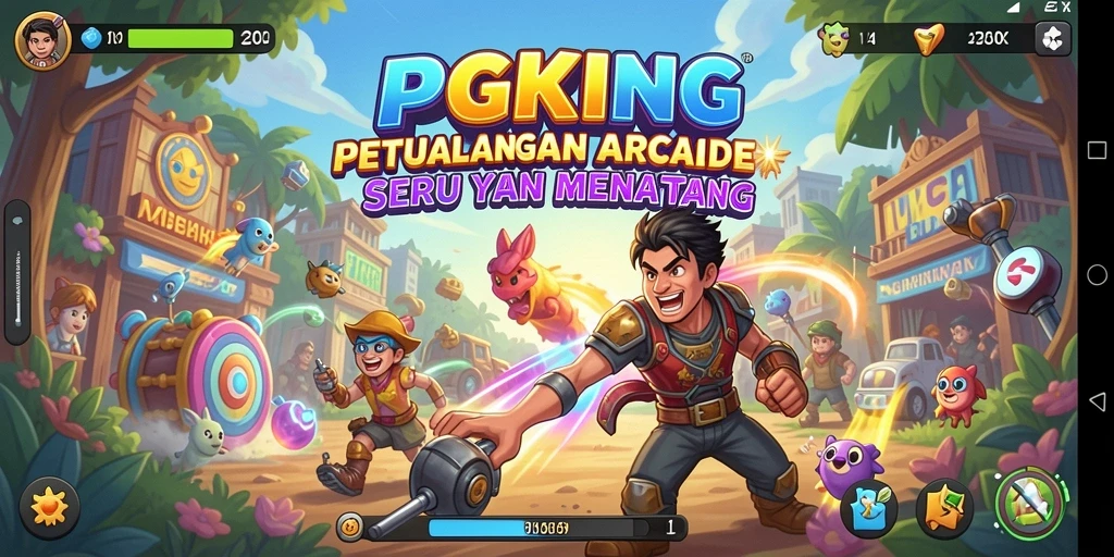 Tampilan gameplay seru PGKING yang menantang dan penuh warna.